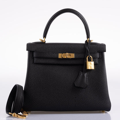 Hermes Kelly 25 Retourne Black Togo Gold Hardware - 2020, Y