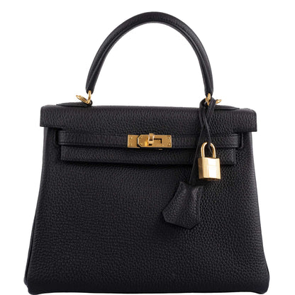 Hermes Kelly 25 Retourne Black Togo Gold Hardware - 2020, Y