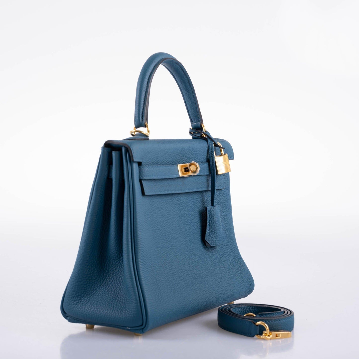 Hermes Kelly 25 Retourne Blue Colvert Togo Gold Hardware - 2016, X