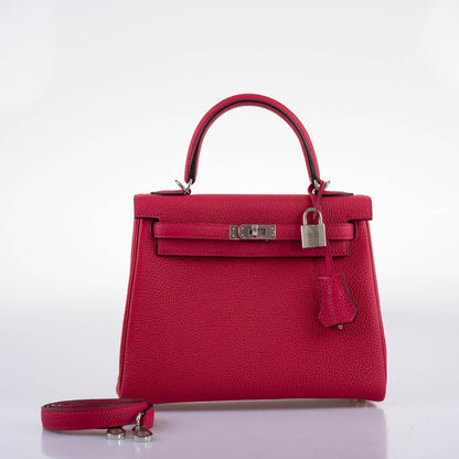 Hermes Kelly 25 Retourne Framboise Togo Palladium Hardware - 2021, Z