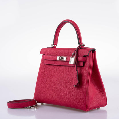 Hermes Kelly 25 Retourne Framboise Togo Palladium Hardware - 2021, Z