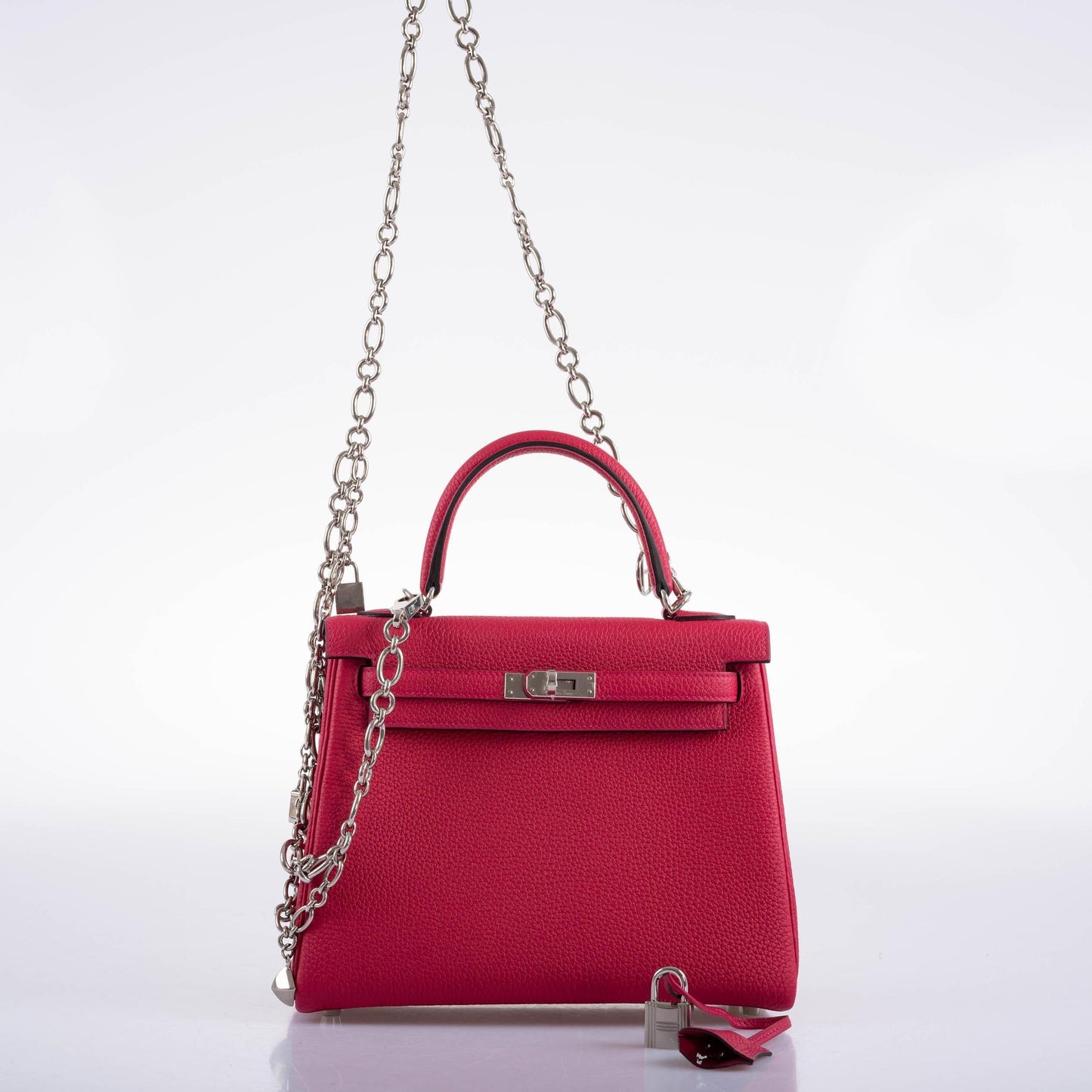 Hermes Kelly 25 Retourne Framboise Togo Palladium Hardware - 2021, Z