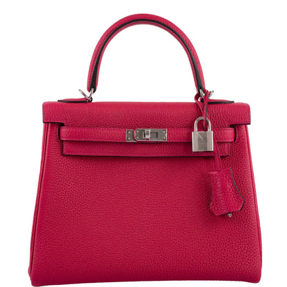 Hermes Kelly 25 Retourne Framboise Togo Palladium Hardware - 2021, Z