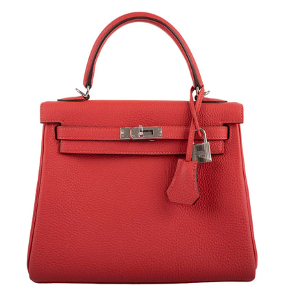 Hermes Kelly 25 Retourne Rouge Pivoine Togo Palladium Hardware - 2019, D