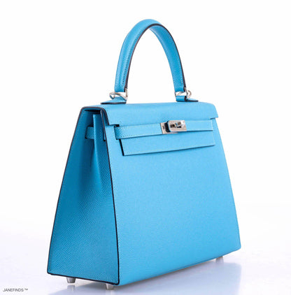 Hermes Kelly 25 Sellier Bleu du Nord Epsom leather Palladium Hardware - 2019, D