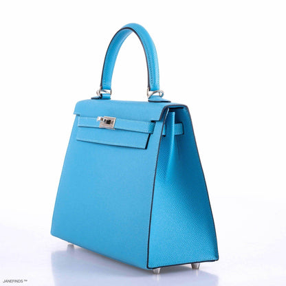 Hermes Kelly 25 Sellier Bleu du Nord Epsom leather Palladium Hardware - 2019, D