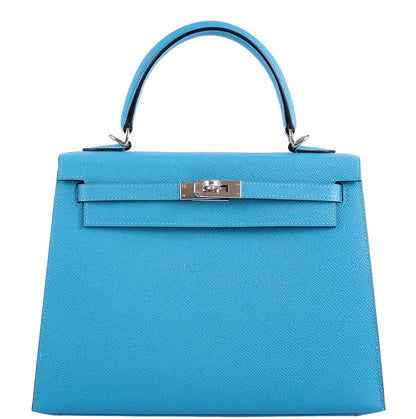 Hermes Kelly 25 Sellier Bleu du Nord Epsom leather Palladium Hardware - 2019, D