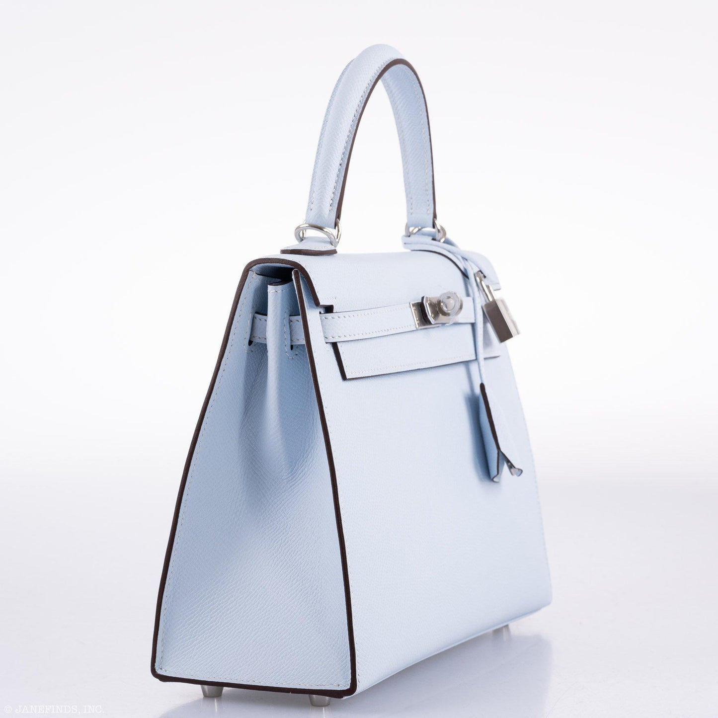 Hermes Kelly 25 Sellier Blue Brume Epsom Palladium Hardware - 2020, Y