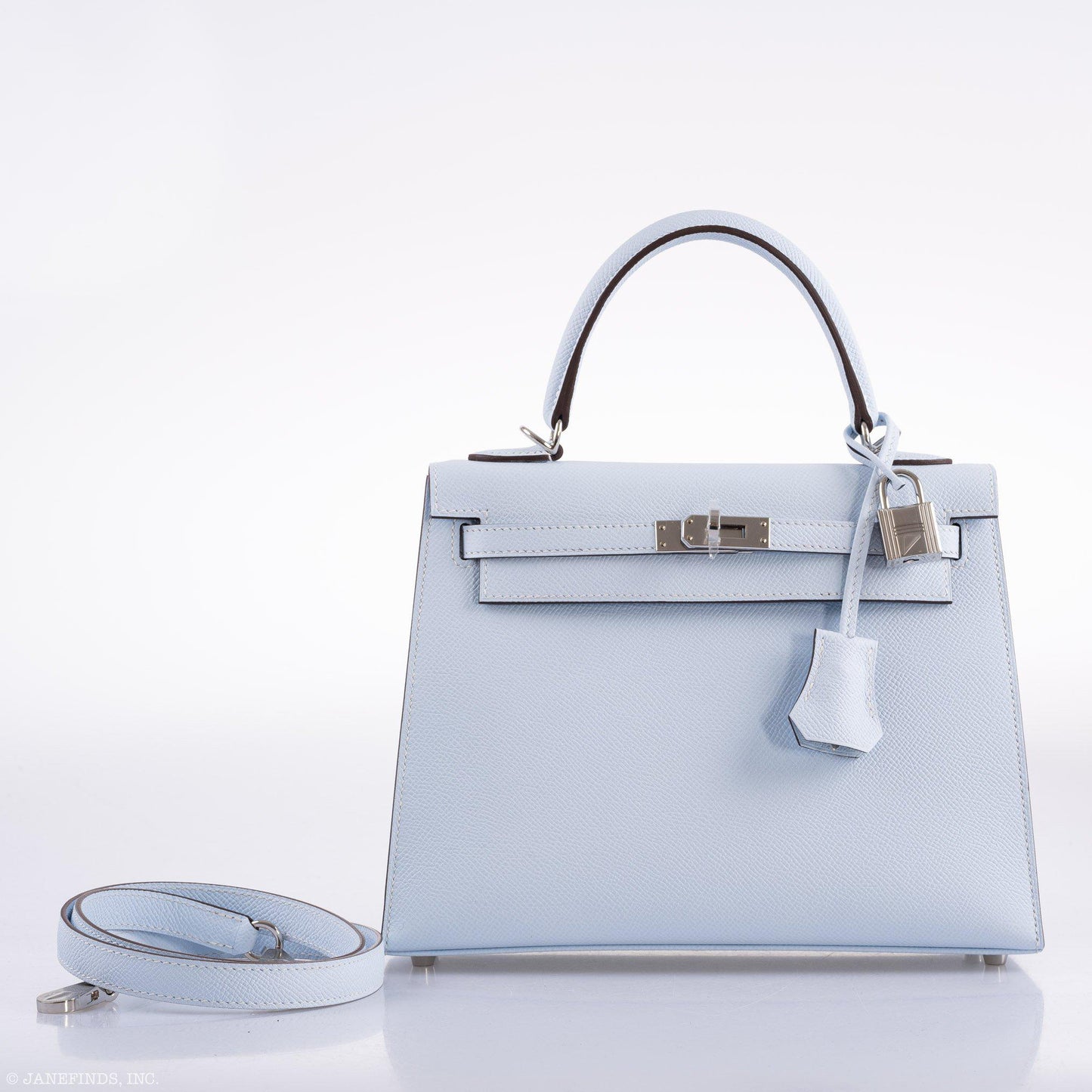 Hermes Kelly 25 Sellier Blue Brume Epsom Palladium Hardware - 2020, Y