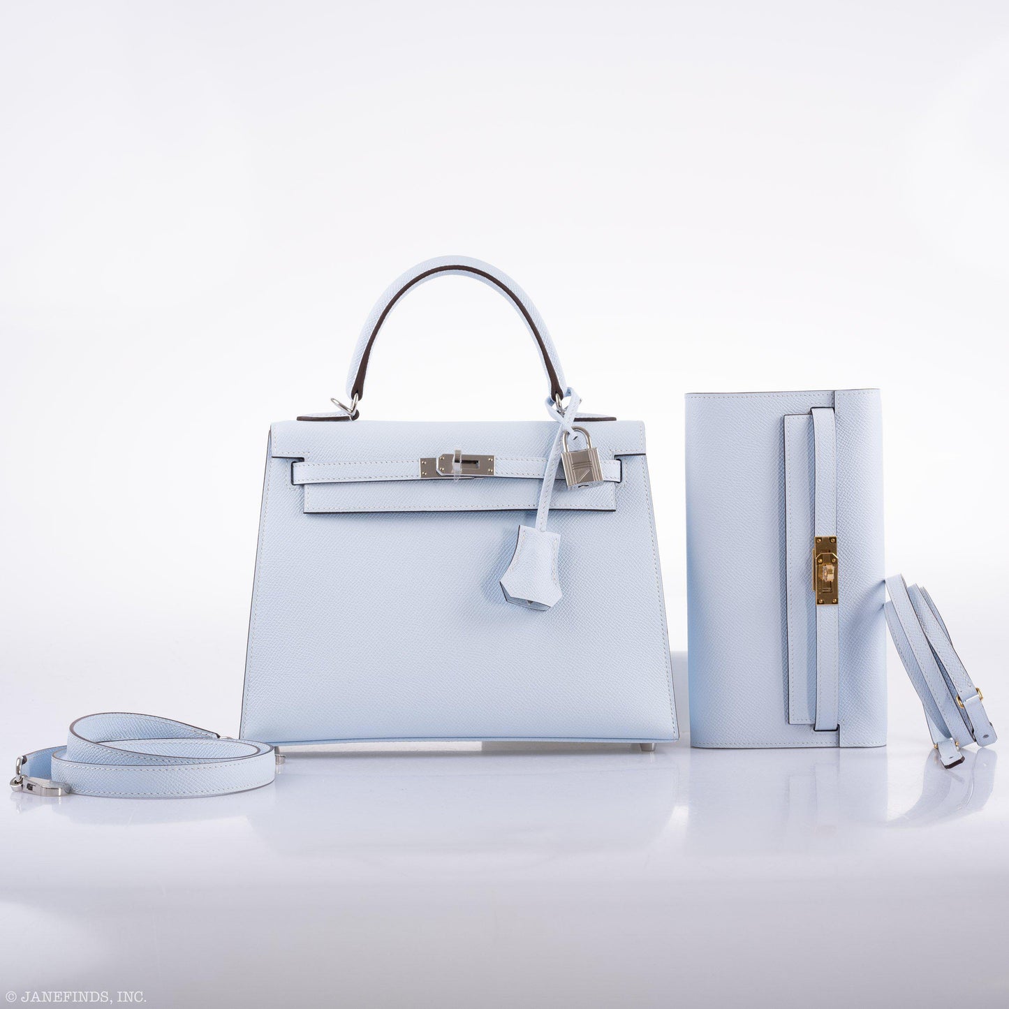 Hermes Kelly 25 Sellier Blue Brume Epsom Palladium Hardware - 2020, Y