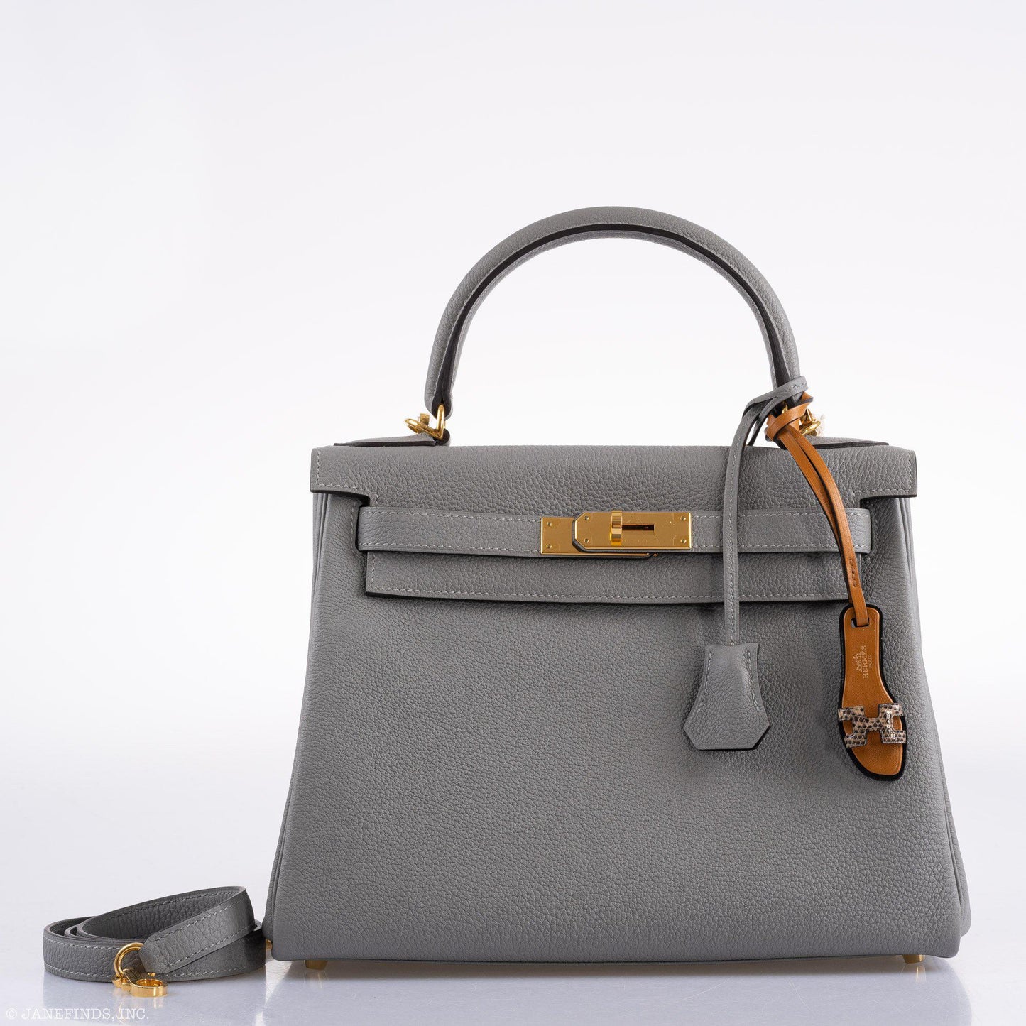 Hermes Kelly 28 HSS Retourne Gris Mouette Togo & Black Interior Gold Palladium Hardware - 2016, X