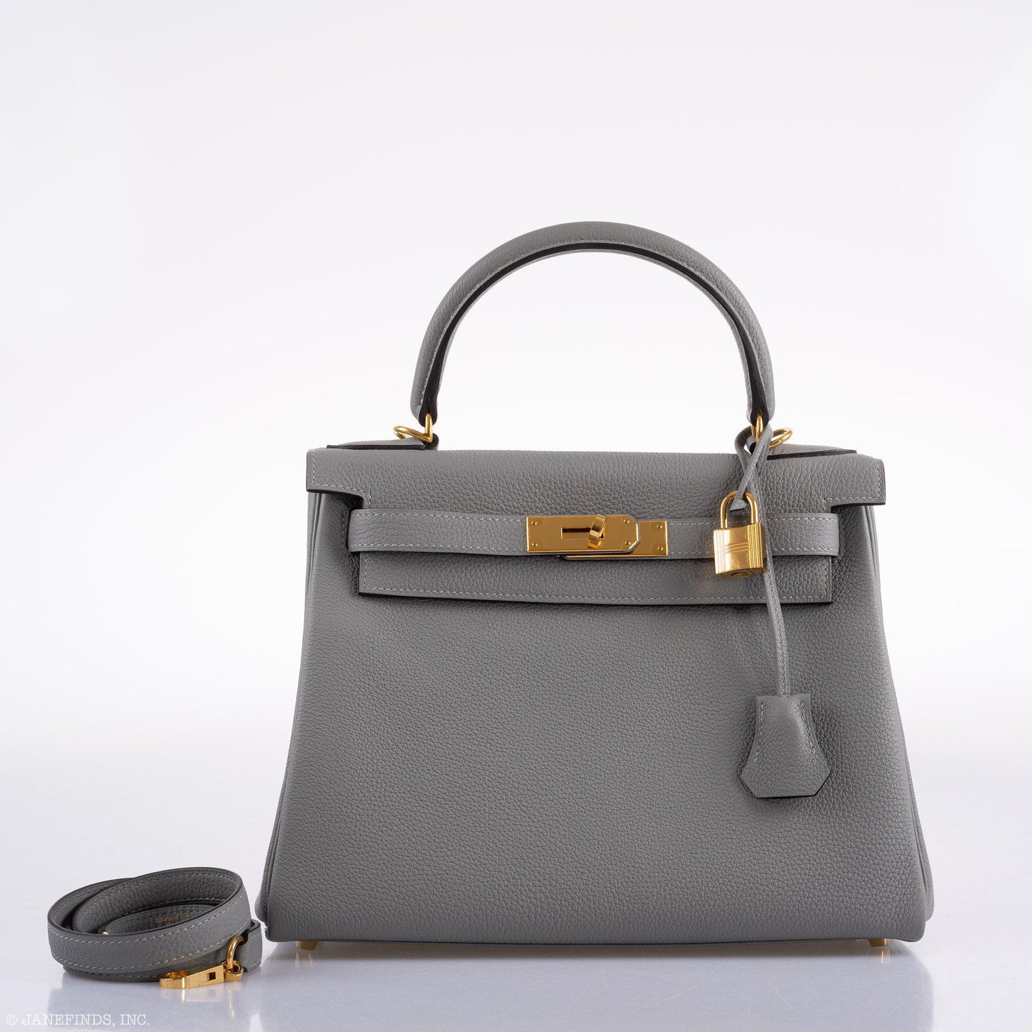 Hermes Kelly 28 HSS Retourne Gris Mouette Togo & Black Interior Gold Palladium Hardware - 2016, X