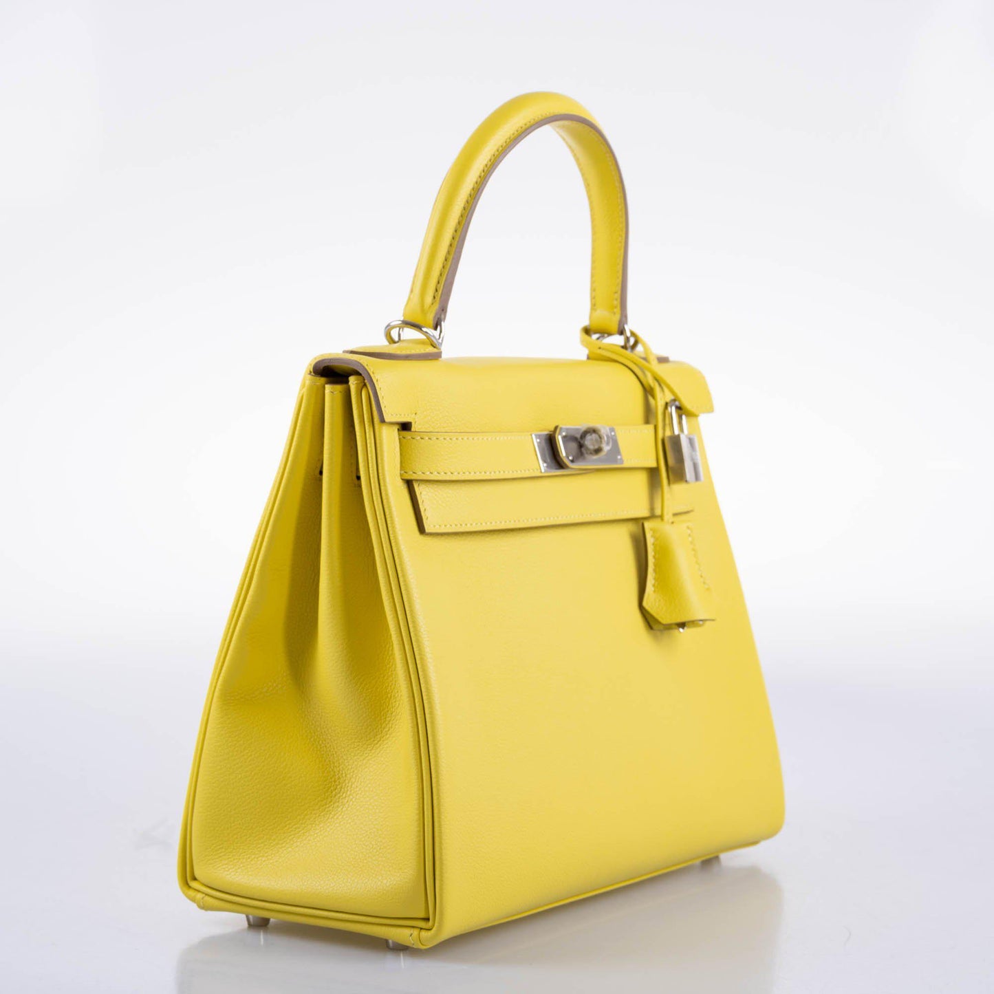 Hermes Kelly 28 Retourne Lime Evercolor leather Palladium Hardware