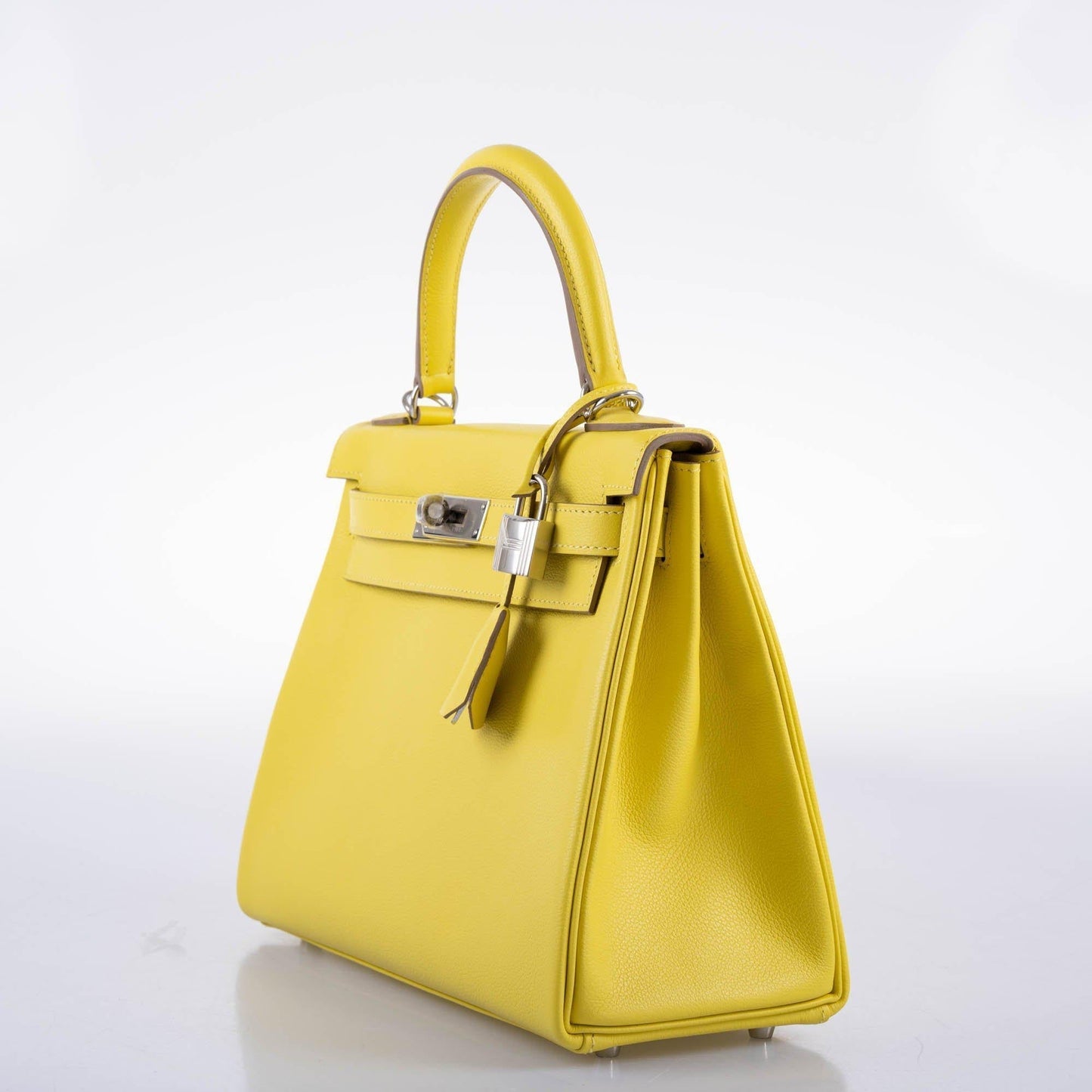 Hermes Kelly 28 Retourne Lime Evercolor leather Palladium Hardware