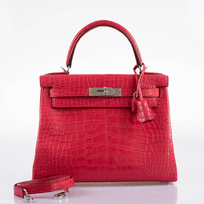 Hermes Kelly 28 Retourne Rose Extreme Matte Alligator with Palladium Hardware - 2020, Y