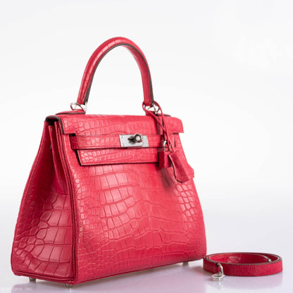 Hermes Kelly 28 Retourne Rose Extreme Matte Alligator with Palladium Hardware - 2020, Y