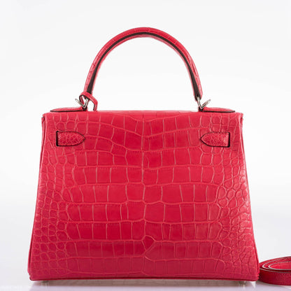 Hermes Kelly 28 Retourne Rose Extreme Matte Alligator with Palladium Hardware - 2020, Y