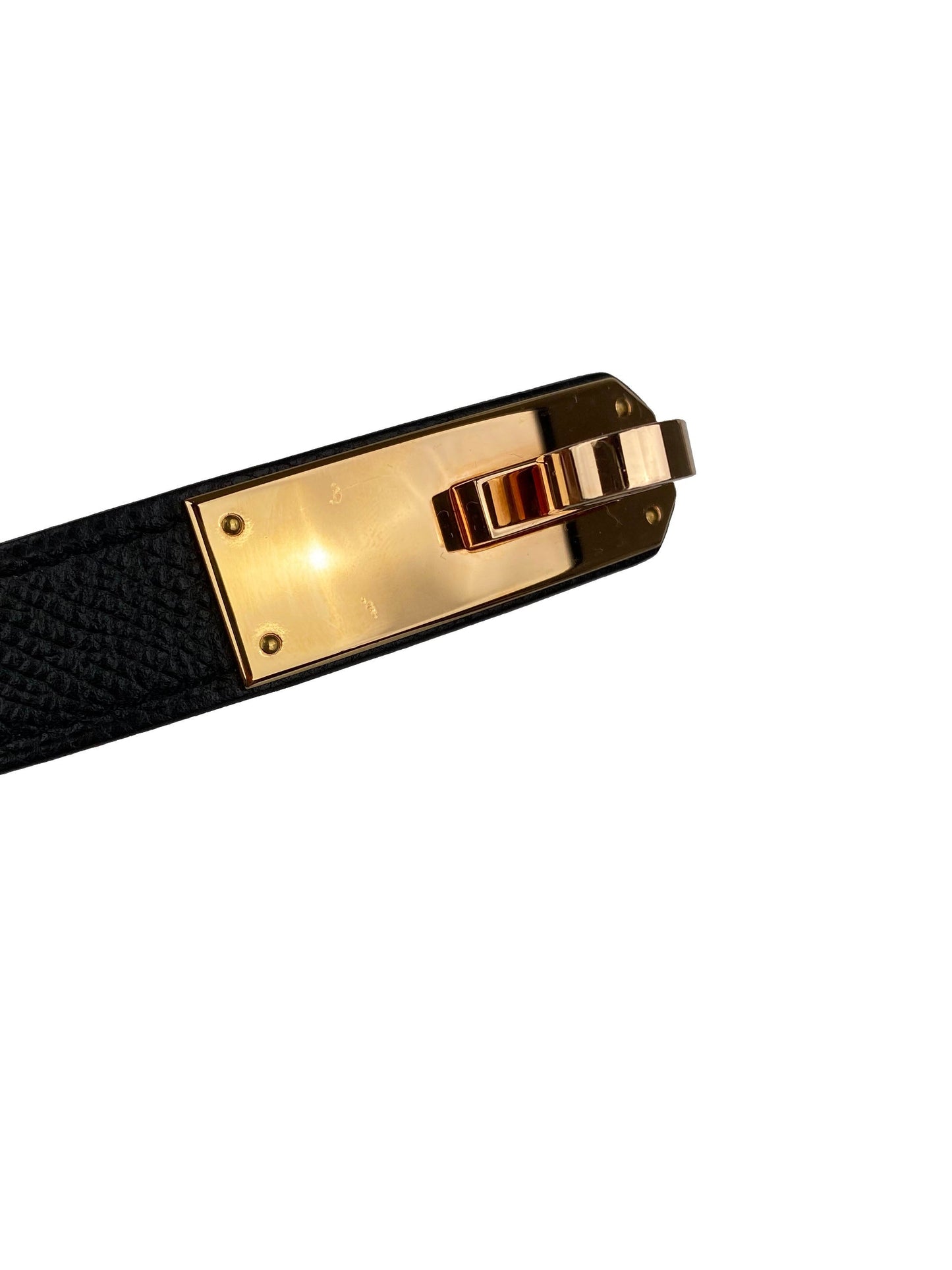 Hermes Black Kelly 18 Belt with Rose Gold Buckle