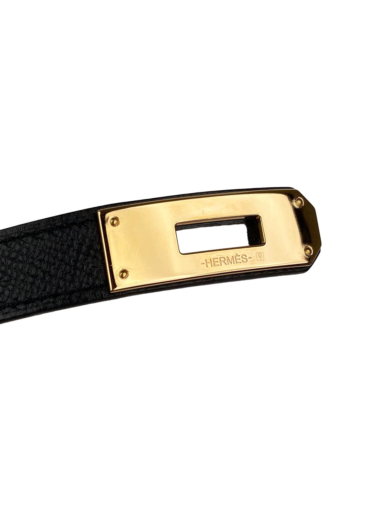 Hermes Black Kelly 18 Belt with Rose Gold Buckle