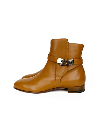 Hermes Light Brown Kelly Ankle Boots 37.5