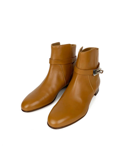 Hermes Light Brown Kelly Ankle Boots 37.5