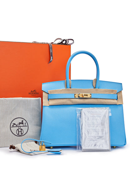 Hermes Birkin 30 Epsom Calfskin Bag 7N Celeste