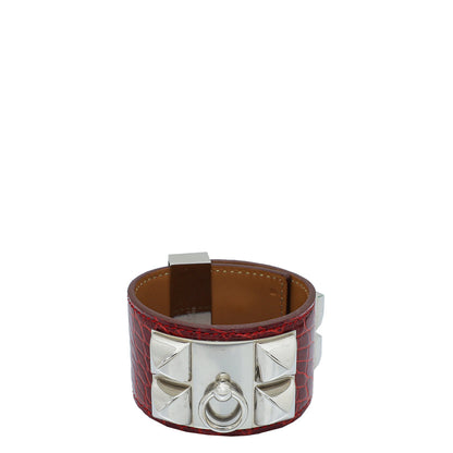 Hermes Rouge H Alligator Kelly Dog Small Bracelet