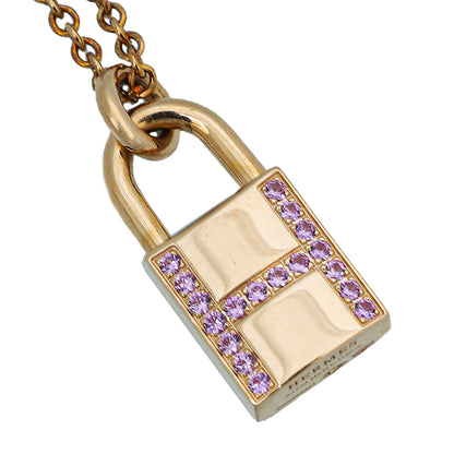 Hermes 18K Rose Gold Pink Sapphires Kelly Cadenas Pendant Necklace