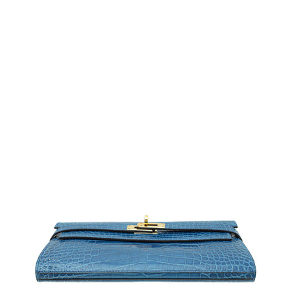 Hermes Bleu Izmir Alligator Kelly Classic Wallet