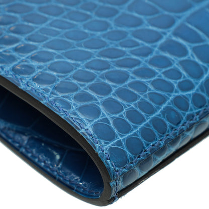 Hermes Bleu Izmir Alligator Kelly Classic Wallet