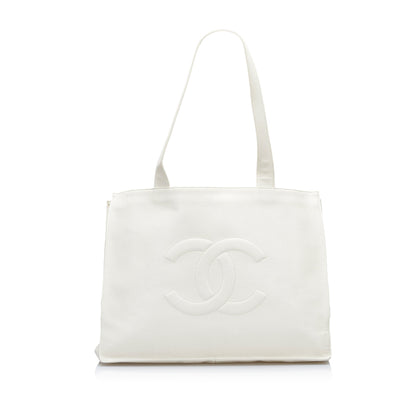 Chanel CC Tote Bag White Caviar