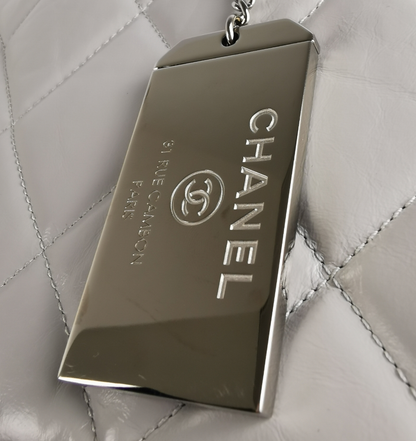 Chanel Bowling Bag Light Grey Calfskin Silver