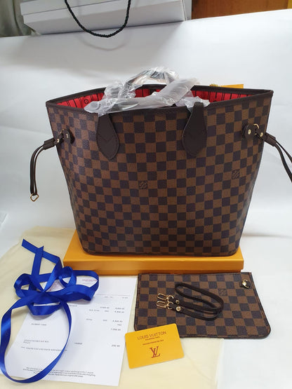 Louis Vuitton  Neverfull Damier  Ebene Canvas Handbag