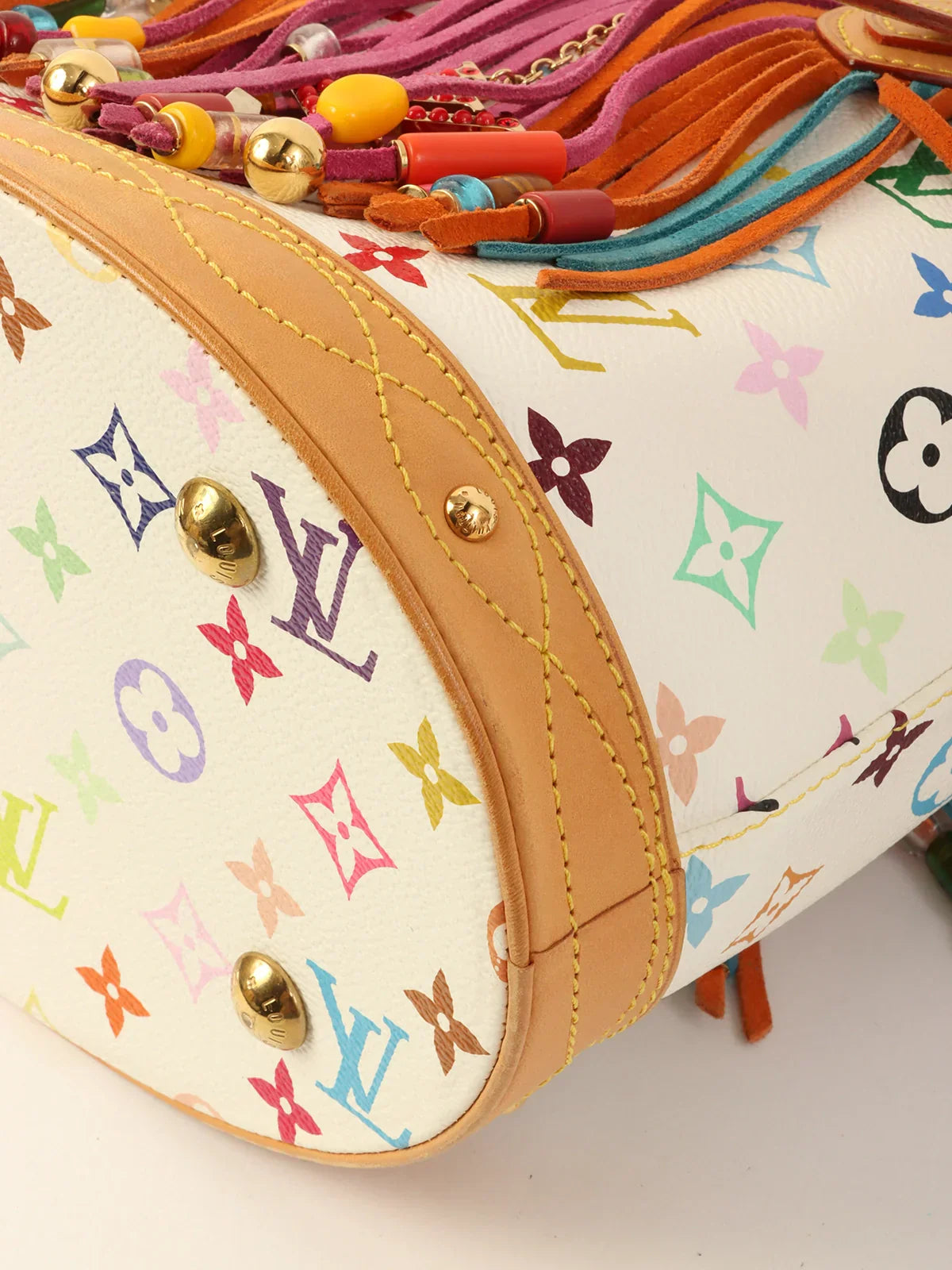 LOUIS VUITTON 2006 Made Multi Color Monogram Bucket Fringe　Blanc/Multi