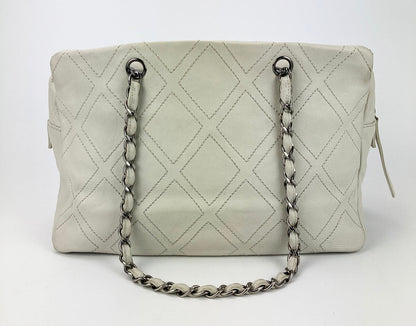 Chanel Large Diamond Stitch Tote in White