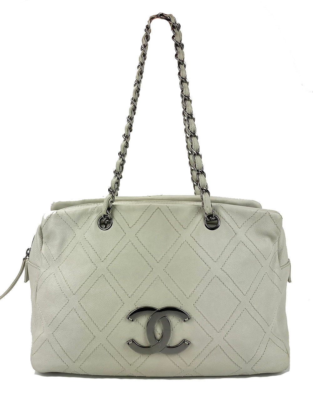 Chanel Large Diamond Stitch Tote in White