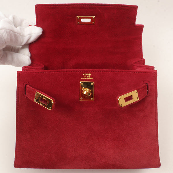 Hermes 1998 Made Debris Mini Kelly Bag Rouge Grenat