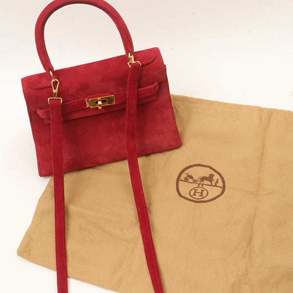 Hermes 1998 Made Debris Mini Kelly Bag Rouge Grenat