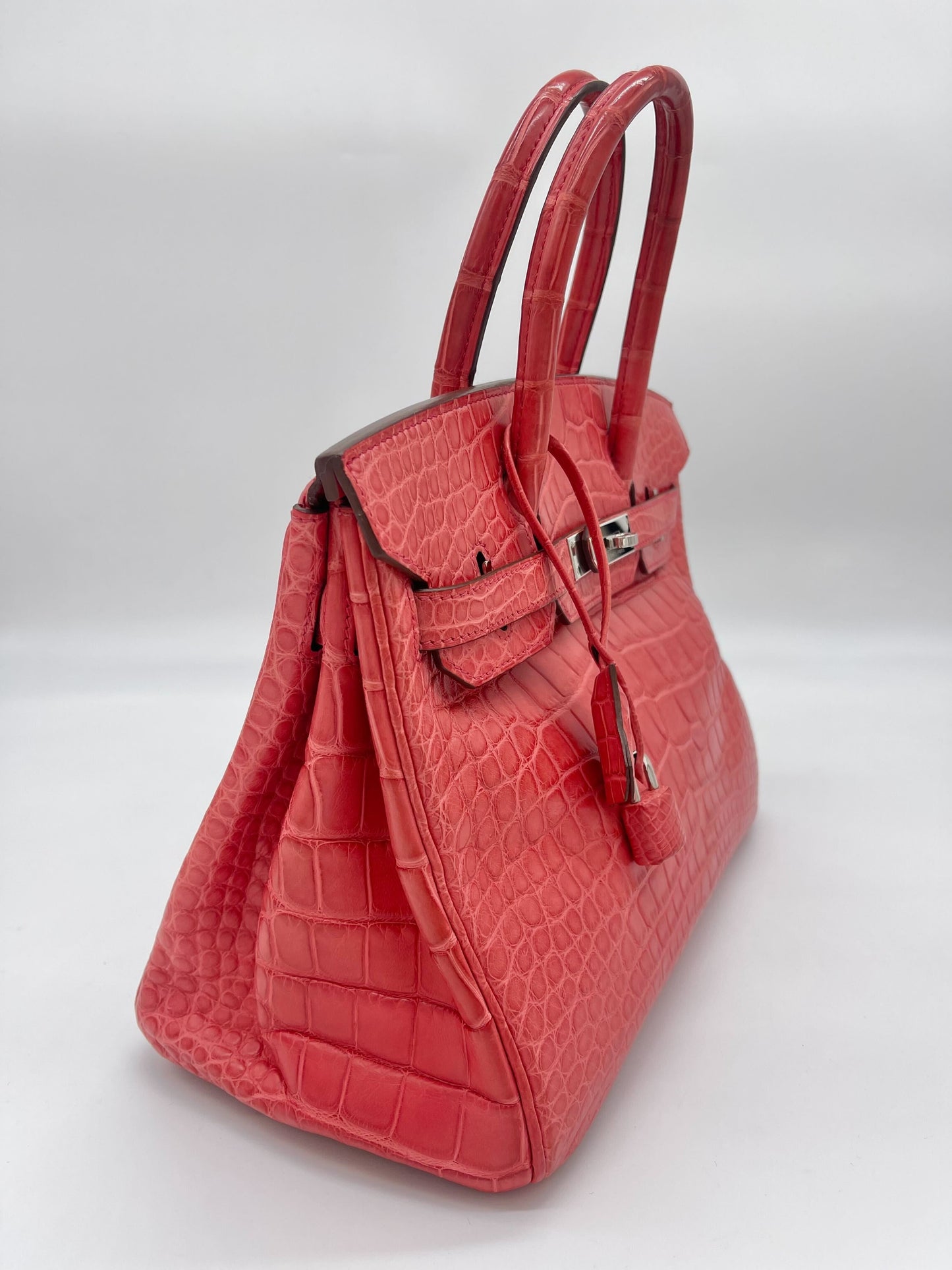 Hermes Birkin 30 Alligator Matte Bougainvillier Palladium Hardware