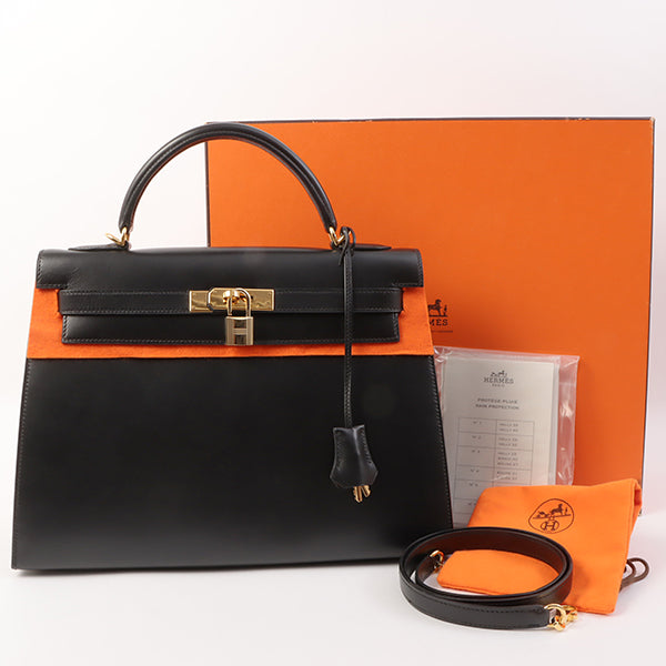 Hermes 2002 Made Kelly Bag 32Cm Black