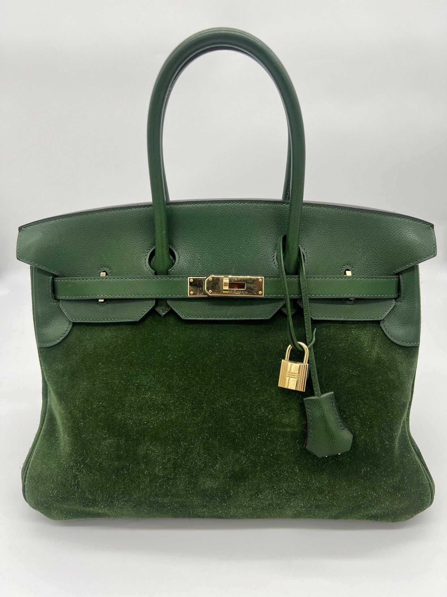 Hermes Birkin 35 Suede / Togo Green Gold Hardware