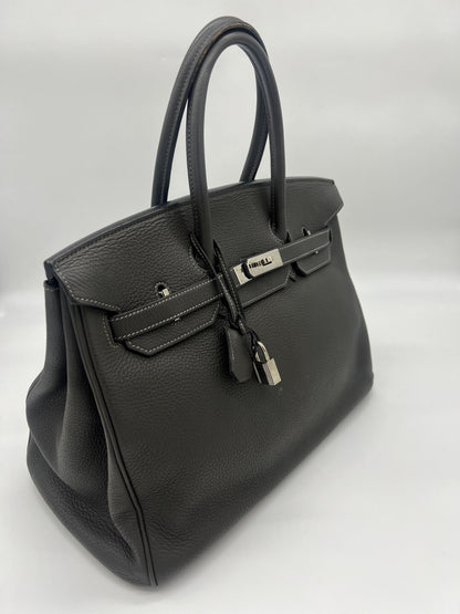 Hermes Birkin 35 Togo Graphite Palladium Hardware