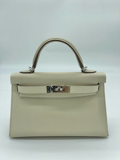 Hermes Kelly Mini 20 Epsom Nata Palladium Hardware