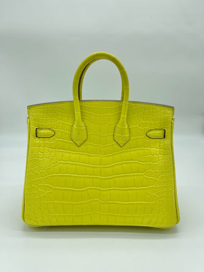 Hermes Birkin 25 Matte Alligator Lime Palladium Hardware