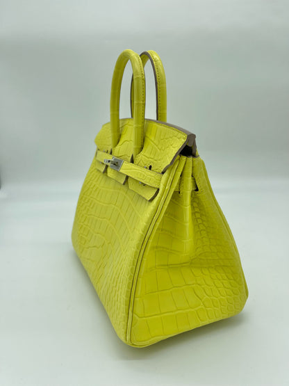 Hermes Birkin 25 Matte Alligator Lime Palladium Hardware