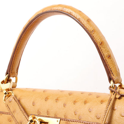 Hermes 1993 Made Ostrich Kelly Bag 32Cm Chestnut