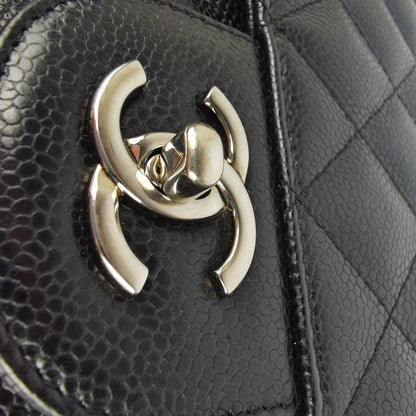 Chanel Classic Single Flap Jumbo Black Caviar Silver