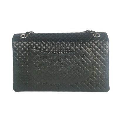 Chanel Classic Single Flap Medium Black Micro Lambskin Silver