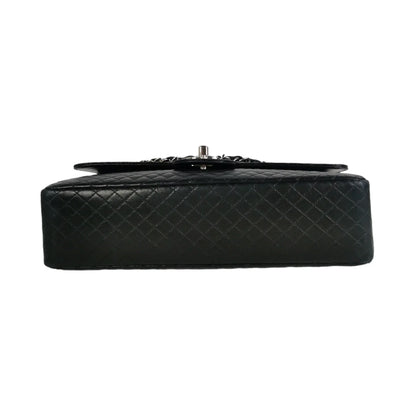 Chanel Classic Single Flap Medium Black Micro Lambskin Silver