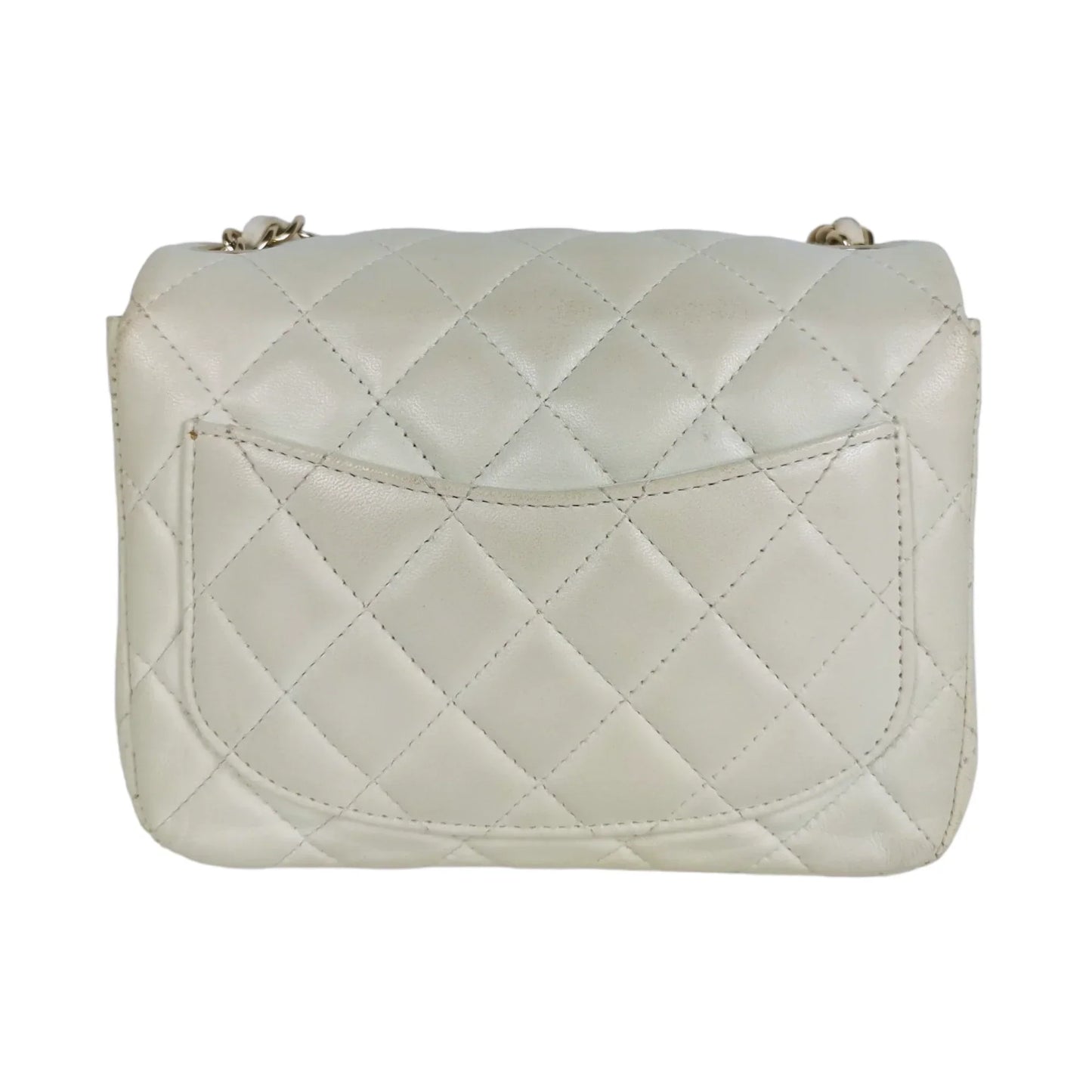 Chanel Classic Mini Square White Lambskin Gold